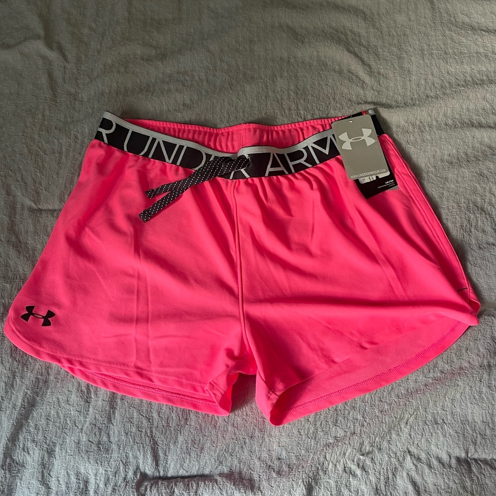 Under Armour Girls’ Play Up Short - Bright Pink Loose Athletic Shorts - Size YXL